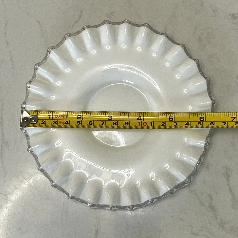 Fenton Silver Crest Bowl Ruffled Edge Mayonnaise‎ Bowl Underplate Milk Glass Vtg